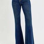 RISEN Tummy Control Frayed Hem Flare Jeans Trendsi