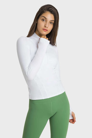 Millennia Half Zip Thumbhole Sleeve Sports Top - All Mine Now Clothing