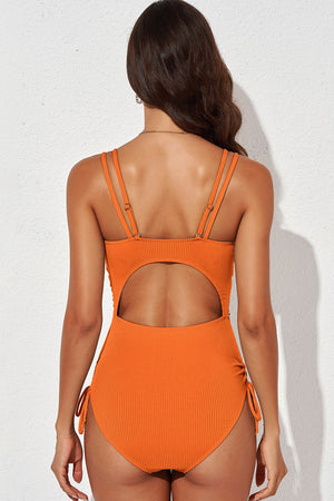 Tied Cutout Plunge One-Piece Swimsuit - All Mine Now Clothing