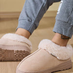 Faux Fur Round Toe Platform Slippers