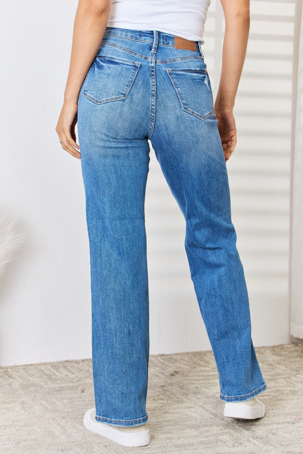 Judy Blue Full Size High Waist Distressed Straight-Leg Jeans - All Mine Now Clothing