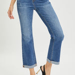 RISEN Full Size Button Fly Cropped Bootcut Jeans Trendsi