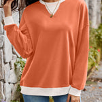 Lovelet Contrast Round Neck Long Sleeve Sweatshirt - All Mine Now Clothing