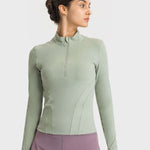 Millennia Half Zip Thumbhole Sleeve Sports Top - All Mine Now Clothing