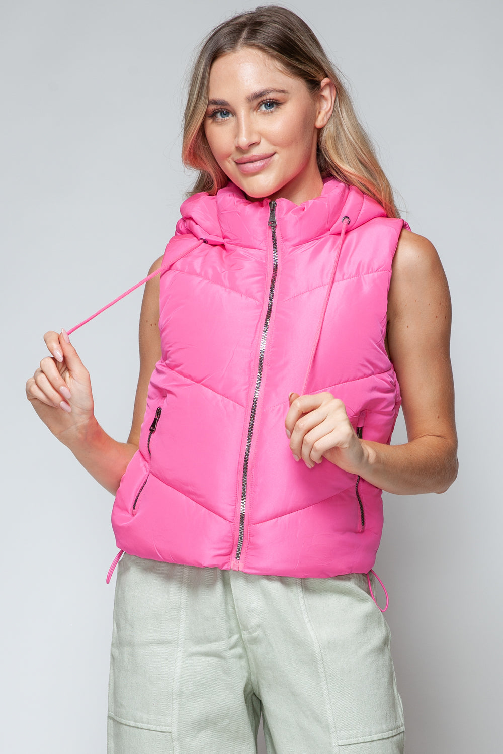 Snobbish Zip Up Quilted Hooded Vest - All Mine Now Clothing