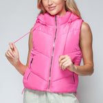 Snobbish Zip Up Quilted Hooded Vest - All Mine Now Clothing