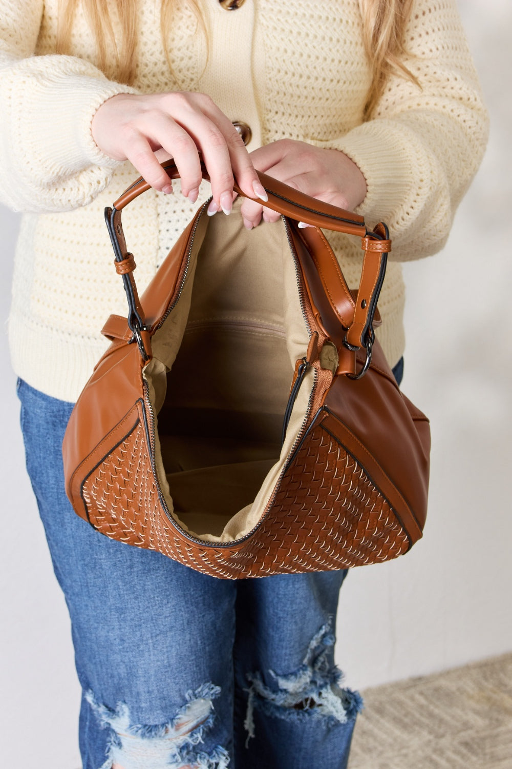 SHOMICO Weaved Vegan Leather Handbag - All Mine Now Clothing