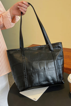 Textured PU Leather Handbag - All Mine Now Clothing