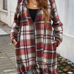 Devine Plaid Zip Up Hooded Coat - All Mine Now Clothing