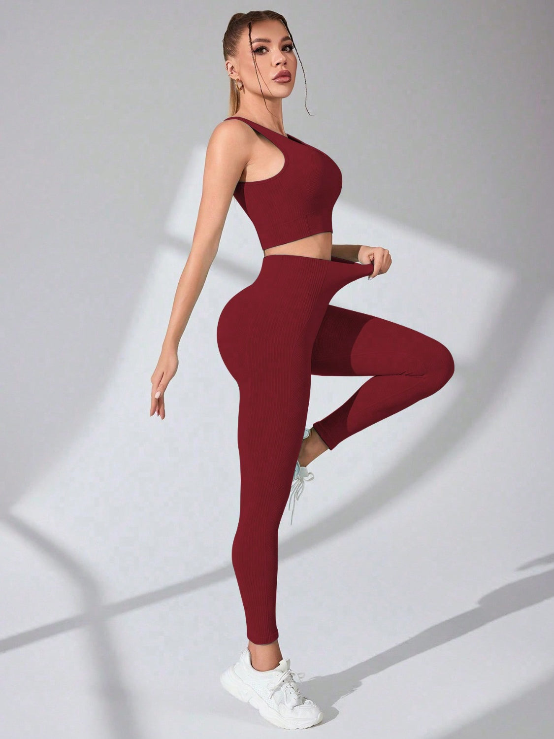 Scoop Neck Wide Strap Top and Pants Active Set - All Mine Now Clothing