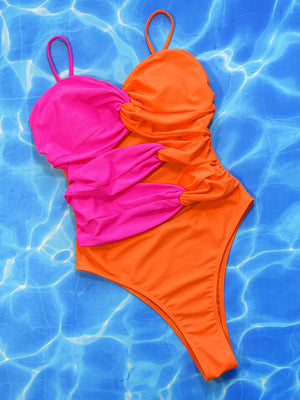 Two-Tone Twisted Cutout One-Piece Swimsuit - All Mine Now Clothing