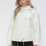 How Dare U Drawstring Hem PU Leather Zip Up Jacket - All Mine Now Clothing