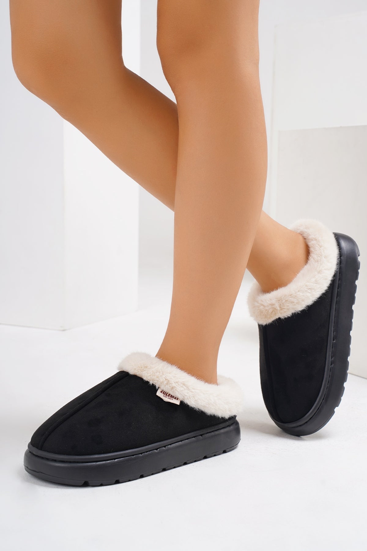 Furry Round Toe Platform Slippers - All Mine Now Clothing