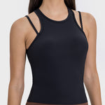 Millennia Cutout Round Neck Racerback Active Tank - All Mine Now Clothing