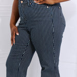 Judy Blue Cassidy Full Size High Waisted Tummy Control Striped Straight Jeans Trendsi