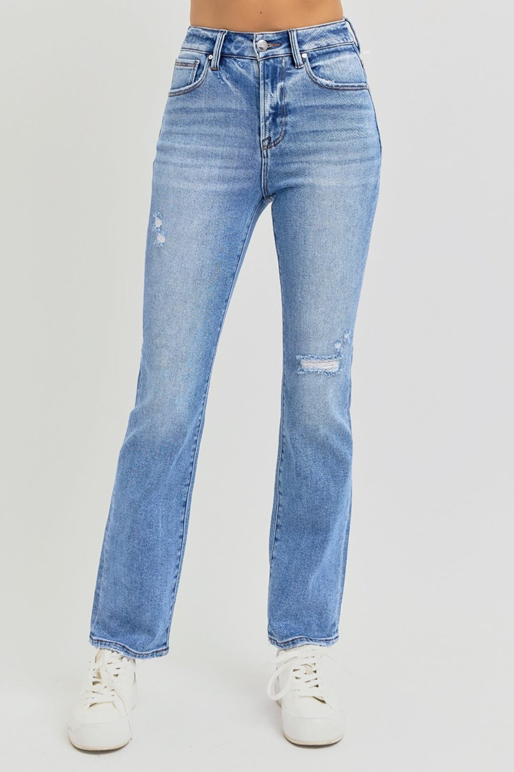 RISEN Full Size Distressed High-Rise Ankle Straight Jeans - All Mine Now Clothing