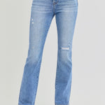 RISEN Full Size Distressed High-Rise Ankle Straight Jeans - All Mine Now Clothing