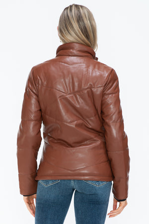 Snobbish Pocketed Zip Up Turtleneck Puffer Jacket - All Mine Now Clothing