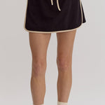 Contrast Trim Round Neck Top and Skort Set - All Mine Now Clothing