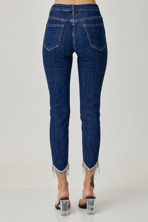 RISEN Full Size Embellished Mid Rise Crop Skinny Jeans - All Mine Now Clothing