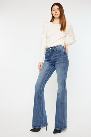 Kancan Cat's Whiskers High Waist Flare Jeans Trendsi