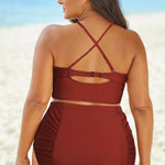 Full Size Halter Neck Crisscross Ruched Two-Piece Swimsuit - All Mine Now Clothing