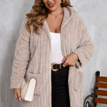 Plus Size Open Front Long Sleeve Hooded Fuzzy Jacket - All Mine Now Clothing