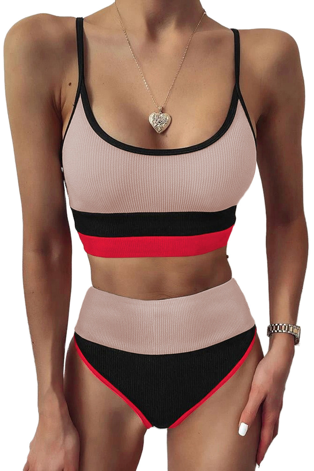 Color Block Spaghetti Strap Two-Piece Swim Set - All Mine Now Clothing