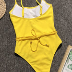 Ribbed Tie Waist One-Piece Swimsuit - All Mine Now Clothing