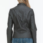 Snobbish Faux Leather Zip Up Mock Neck Jacket - All Mine Now Clothing