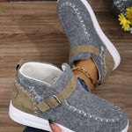 Contrast Round Toe Buckle Sneakers