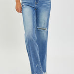 RISEN Full Size High Rise Frayed Hem Wide Leg Jeans - All Mine Now Clothing