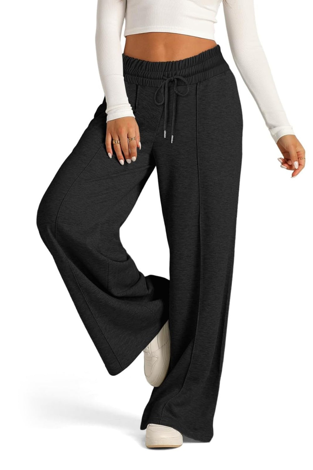 Drawstring Elastic Waist Wide Leg Pants - All Mine Now Clothing