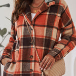 Plaid Button Up Hooded Shacket - All Mine Now Clothing