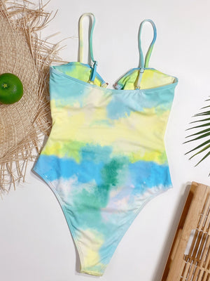 Cutout Tie-Dye Spaghetti Strap One-Piece Swimwear - All Mine Now Clothing