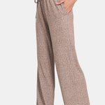 Zenana Drawstring Wide Leg Pants with Side Pockets - All Mine Now Clothing