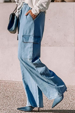 Drawstring Wide Leg Jeans with Pockets - All Mine Now Clothing