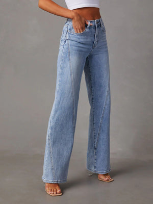 High Waist Straight Jeans with Pockets - All Mine Now Clothing