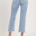 RISEN Full Size High Rise Raw Edge Crop Jeans Trendsi