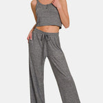 Zenana Drawstring Wide Leg Pants with Side Pockets Trendsi