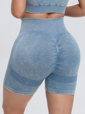 Washed High Waist Active Shorts - All Mine Now Clothing