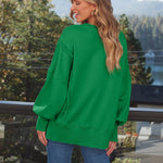 Slit Round Neck Long Sleeve Sweatshirt - All Mine Now Clothing