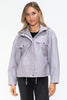 How Dare U Drawstring Hem PU Leather Zip Up Jacket - All Mine Now Clothing