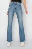 RISEN High Rise Frayed Hem Bootcut Jeans Trendsi