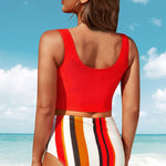 Half Snap Square Neck Tankini Set - All Mine Now Clothing