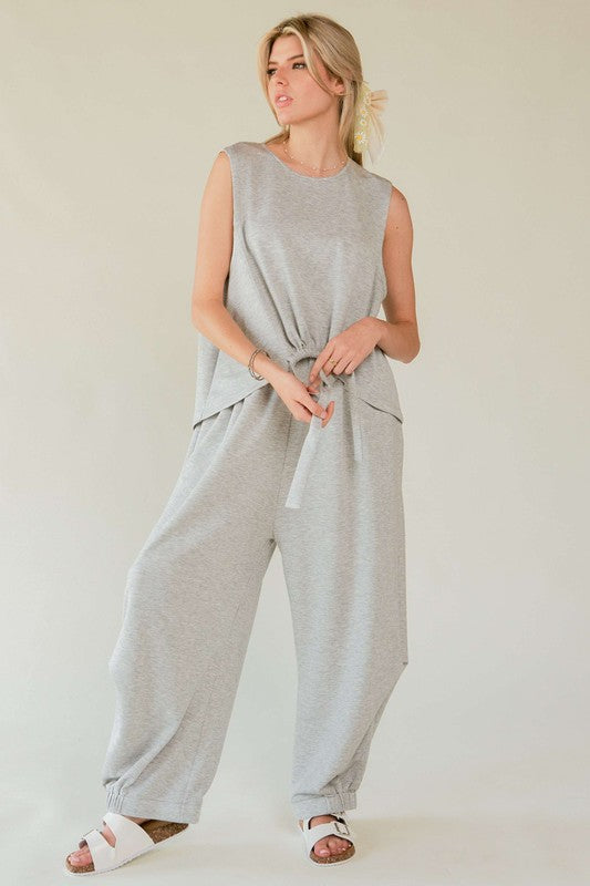 Davi & Dani Drawstring Hem Round Neck Tank and Pants Set - All Mine Now Clothing