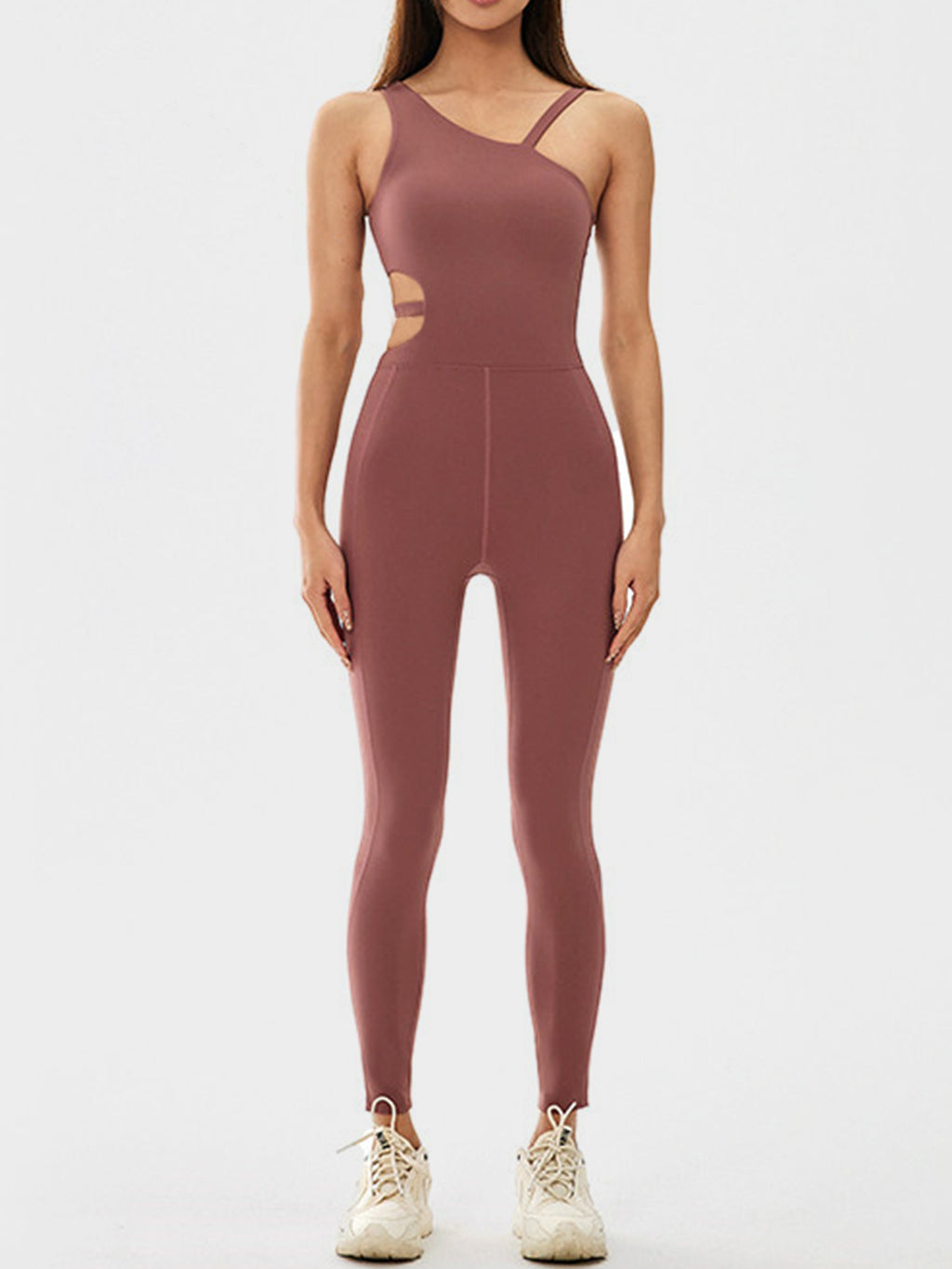 Cutout Asymmetrical Neck Active Jumpsuit - All Mine Now Clothing