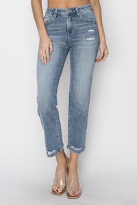 RISEN Full Size High Waist Distressed Cropped Jeans - All Mine Now Clothing