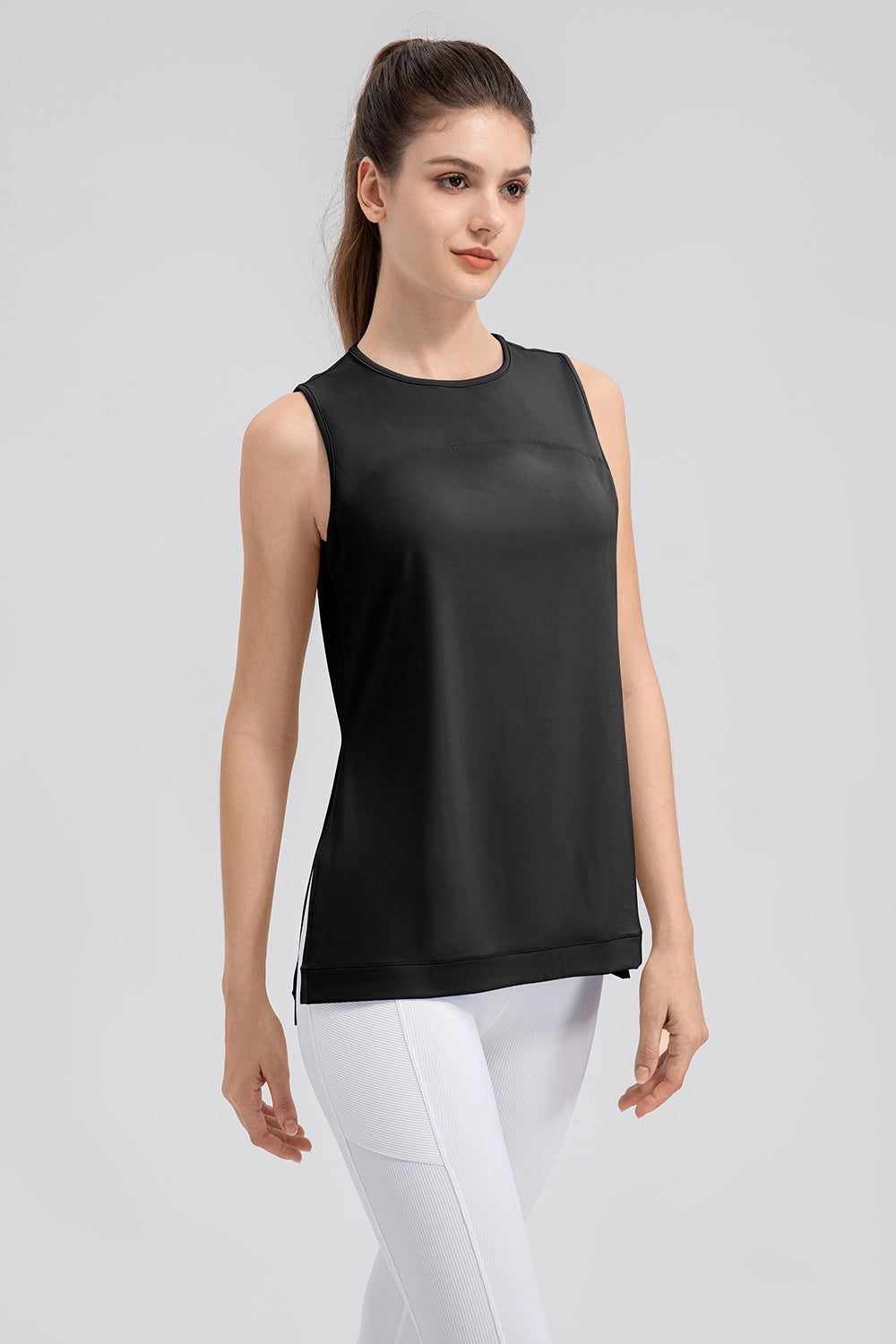 Slit Round Neck Tank - All Mine Now Clothing