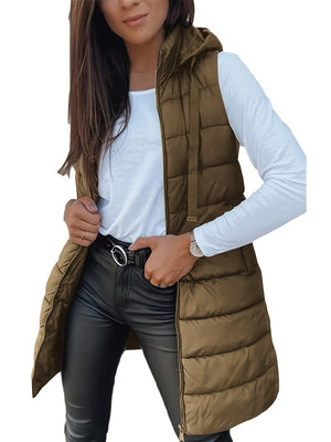 Plus Size Zip Up Hooded Vest Coat - All Mine Now Clothing